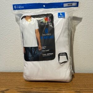 Fruit of the Loom Men's White V-Neck Undershirts - 6 Pack